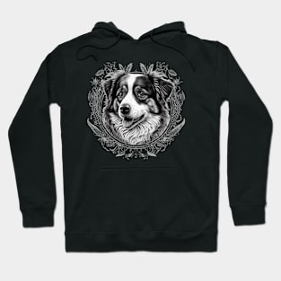 Cute Black and white Australian Shepherd dog Hoodie